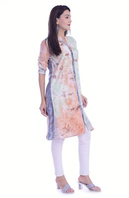 Multicolor Rayon Fabric Tie & Dye Straight Kurti 4