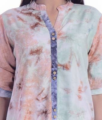 Multicolor Rayon Fabric Tie & Dye Straight Kurti 5
