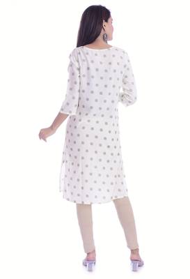 White Color Rayon Fabric Printed Straight Kurti 2