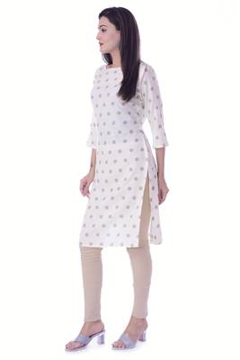 White Color Rayon Fabric Printed Straight Kurti 4