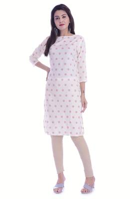 White Color Rayon Fabric Printed Straight Kurti 1