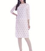 White Color Rayon Fabric Printed Straight Kurti
