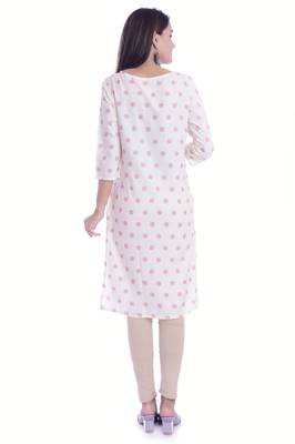 White Color Rayon Fabric Printed Straight Kurti 2