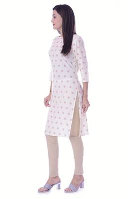 White Color Rayon Fabric Printed Straight Kurti 4