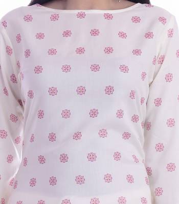 White Color Rayon Fabric Printed Straight Kurti 5