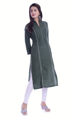 Green Color Rayon Slub Fabric Pintex Work Straight Kurti 3
