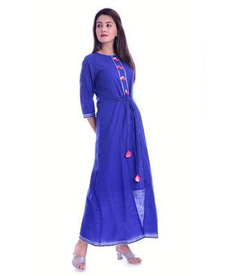 Blue Color Rayon Fabric A-Line Kurti 2