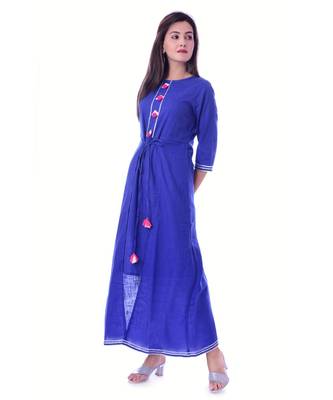Blue Color Rayon Fabric A-Line Kurti 3