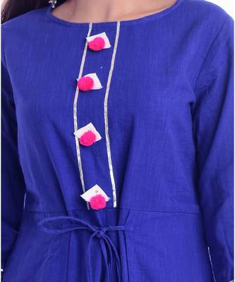 Blue Color Rayon Fabric A-Line Kurti 5