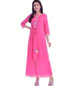 Pink Color Rayon Fabric A-Line Kurti