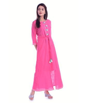 Pink Color Rayon Fabric A-Line Kurti 2