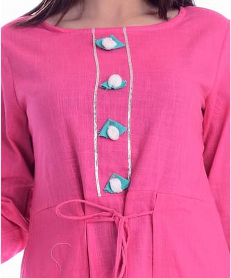 Pink Color Rayon Fabric A-Line Kurti 4