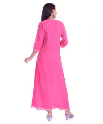 Pink Color Rayon Fabric A-Line Kurti 5
