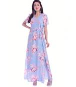 Sky Blue Color Poly Georjjet Fabric Gown