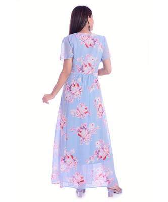 Sky Blue Color Poly Georjjet Fabric Gown 3