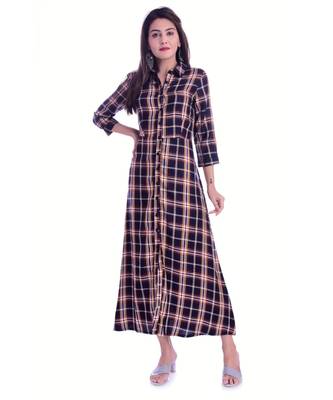 Checks Design Viscose Fabric A-Line Kurti 1