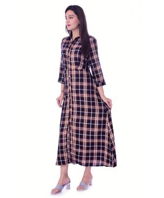 Checks Design Viscose Fabric A-Line Kurti 3