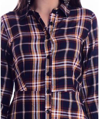 Checks Design Viscose Fabric A-Line Kurti 4