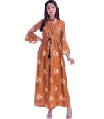 Brown Color Rayon Fabric Full Layer Kurti