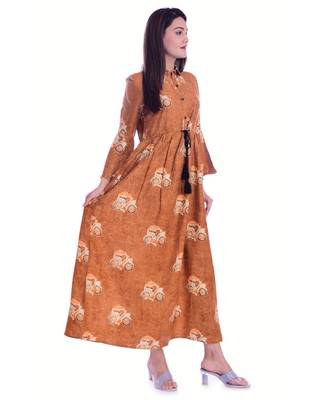 Brown Color Rayon Fabric Full Layer Kurti 2