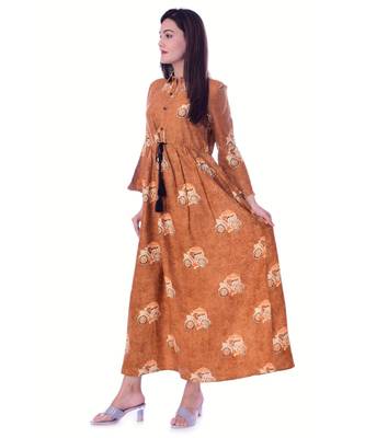 Brown Color Rayon Fabric Full Layer Kurti 3
