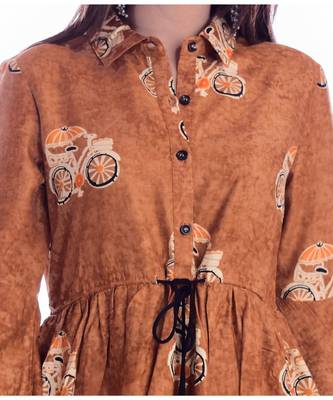 Brown Color Rayon Fabric Full Layer Kurti 4