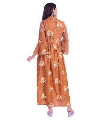 Brown Color Rayon Fabric Full Layer Kurti 5
