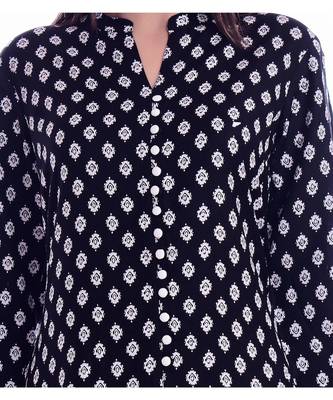 Black Color Rayon Fabric Straigh Printed Kurti 5