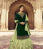 Dark Green Embroidered Georgette Salwar
