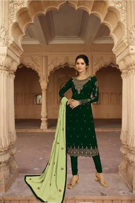 Dark Green Embroidered Georgette Salwar 2