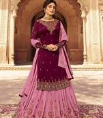 Magenta Embroidered Georgette Salwar