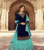 Dark Blue Embroidered Georgette Salwar