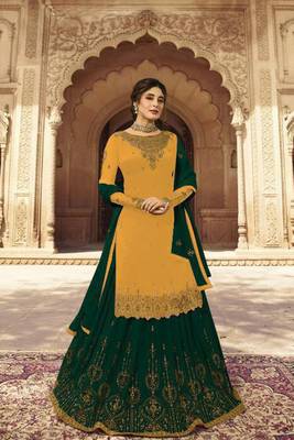 Yellow Embroidered Georgette Salwar 1