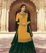 Yellow Embroidered Georgette Salwar