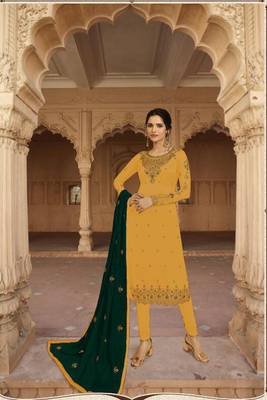 Yellow Embroidered Georgette Salwar 2