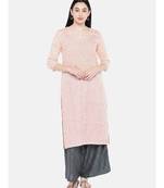 Peach printed Cotton Kurta and Palazzo Set