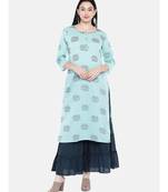 Green embroidered Rayon Kurta and Sharara Set