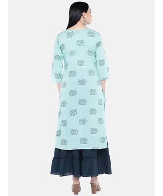 Green embroidered Rayon Kurta and Sharara Set 3