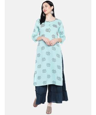 Green embroidered Rayon Kurta and Sharara Set 4