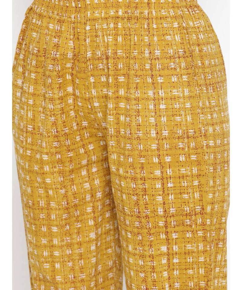 Yellow printed Cotton Kurta and Pant Set