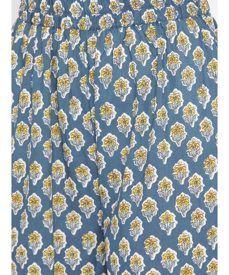 Blue printed Cotton Kurta and Palazzo Set