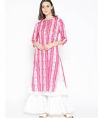 Pink embroidered Cotton Kurta and Sharara Set