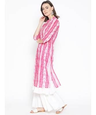 Pink embroidered Cotton Kurta and Sharara Set 4