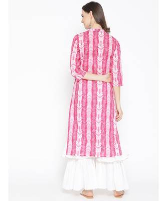 Pink embroidered Cotton Kurta and Sharara Set 5