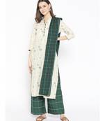 off white printed Cotton Kurta Palazzo and Dupatta Set