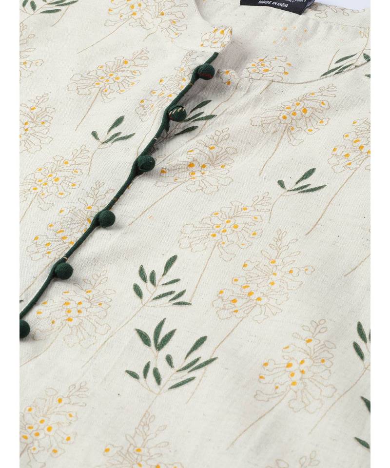 off white printed Cotton Kurta Palazzo and Dupatta Set