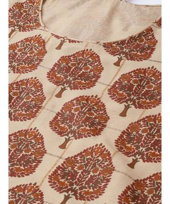 Brown printed Cotton Kurta Palazzo and Dupatta Set 2