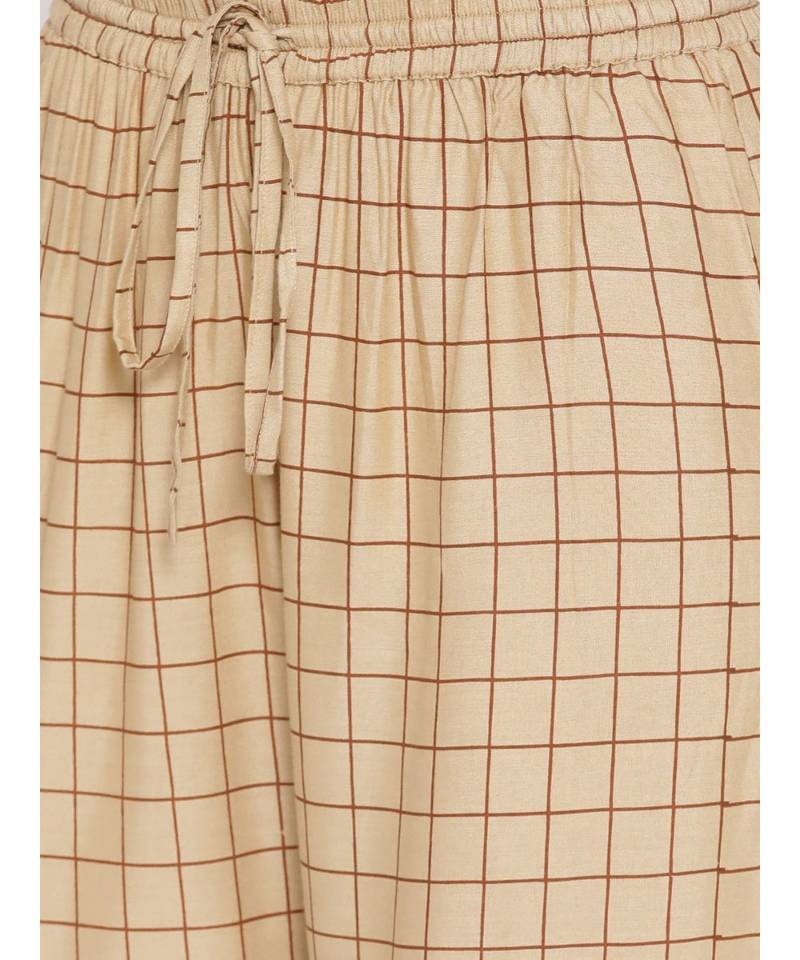 Brown printed Cotton Kurta Palazzo and Dupatta Set