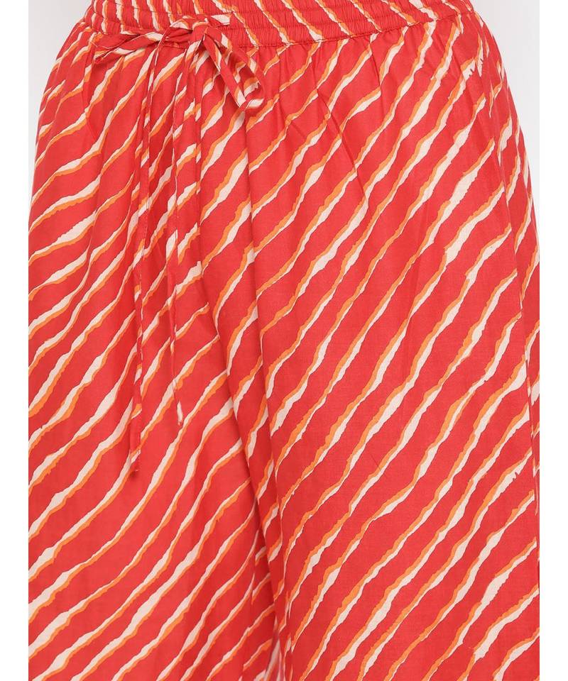 Yellow printed Cotton Kurta Palazzo and Dupatta Set