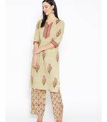 Green printed Cotton Kurta and Palazzo Set